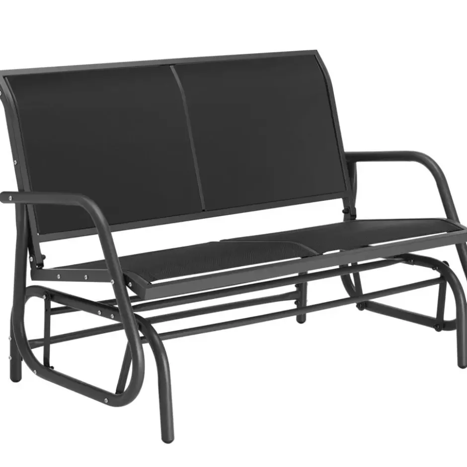 tectake Schommelbank Greta 2-zitter 121x72x86,5cm, Zwart