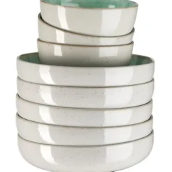 tectake Serviesset Mare van aardewerk, voor 6 personen, Mint