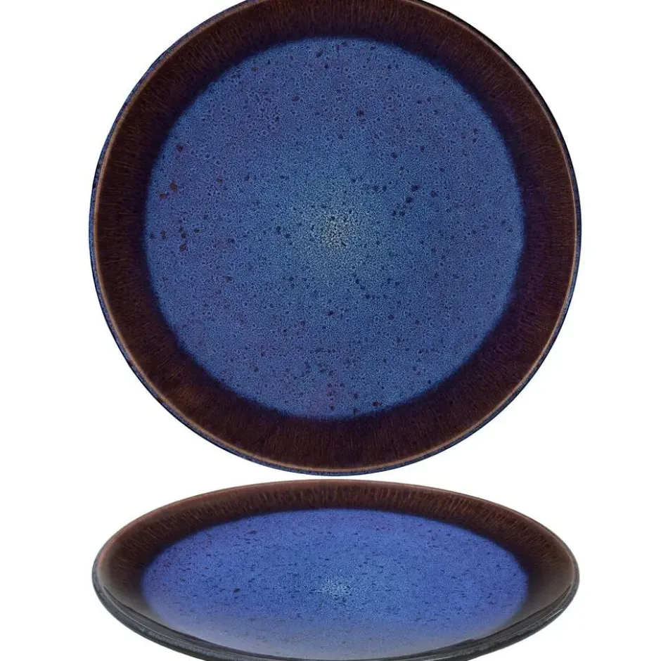 tectake Serviesset Mare van aardewerk, voor 6 personen, Blauw/Bruin