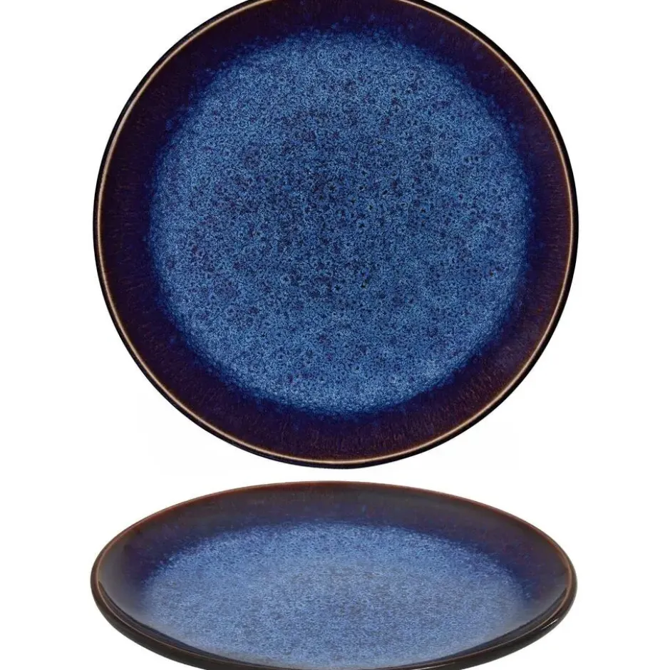 tectake Serviesset Mare van aardewerk, voor 6 personen, Blauw/Bruin