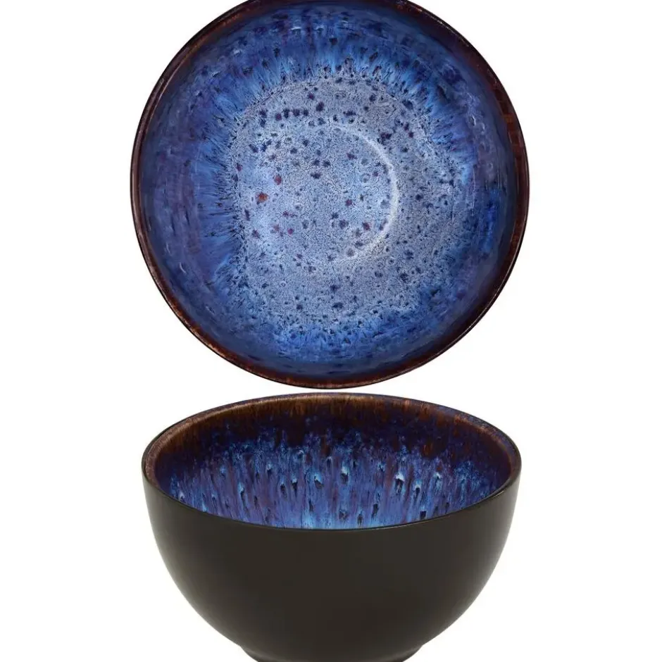 tectake Serviesset Mare van aardewerk, voor 6 personen, Blauw/Bruin