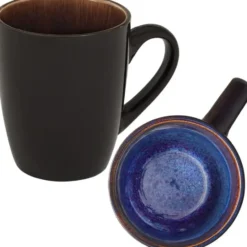 tectake Serviesset Mare van aardewerk, voor 6 personen, Blauw/Bruin
