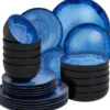 tectake Serviesset Mare van aardewerk, voor 6 personen, Blauw
