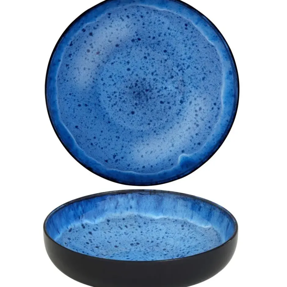 tectake Serviesset Mare van aardewerk, voor 6 personen, Blauw