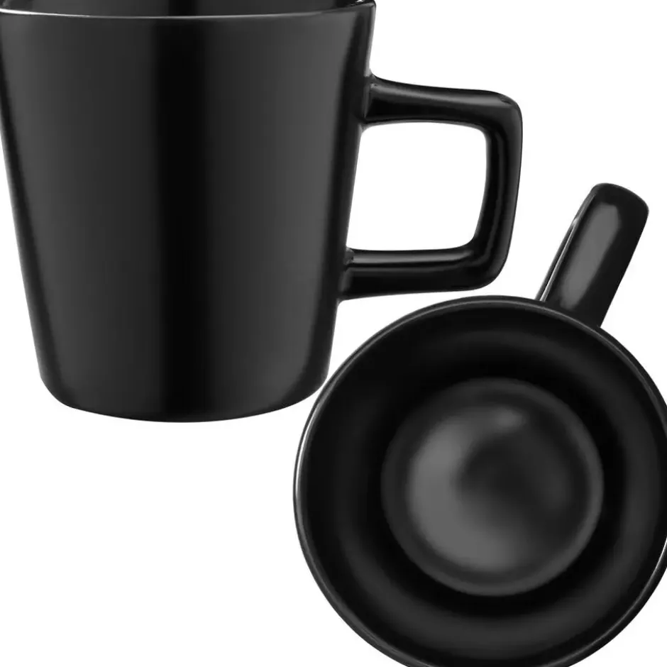 tectake Serviesset Una, van aardewerk, voor 6 personen, Zwart