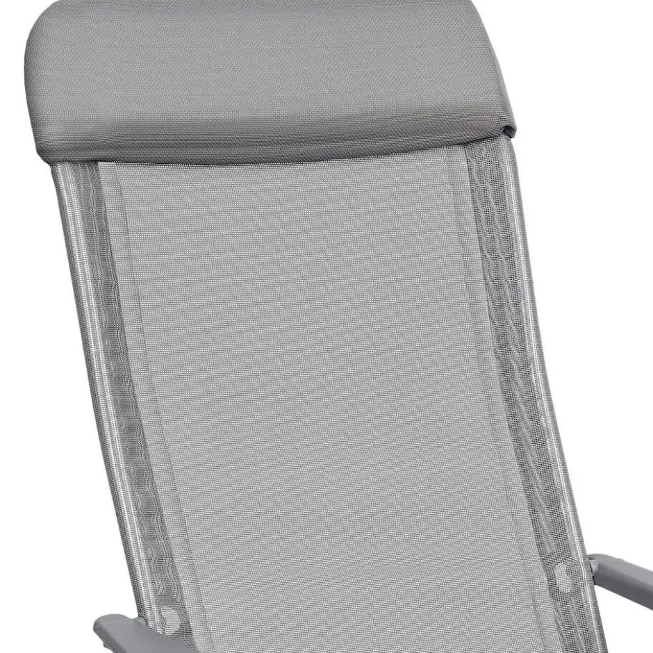 tectake Set 4 Inklapbare Tuinstoelen Aluminium Grijs 5-Stand Rugleuning