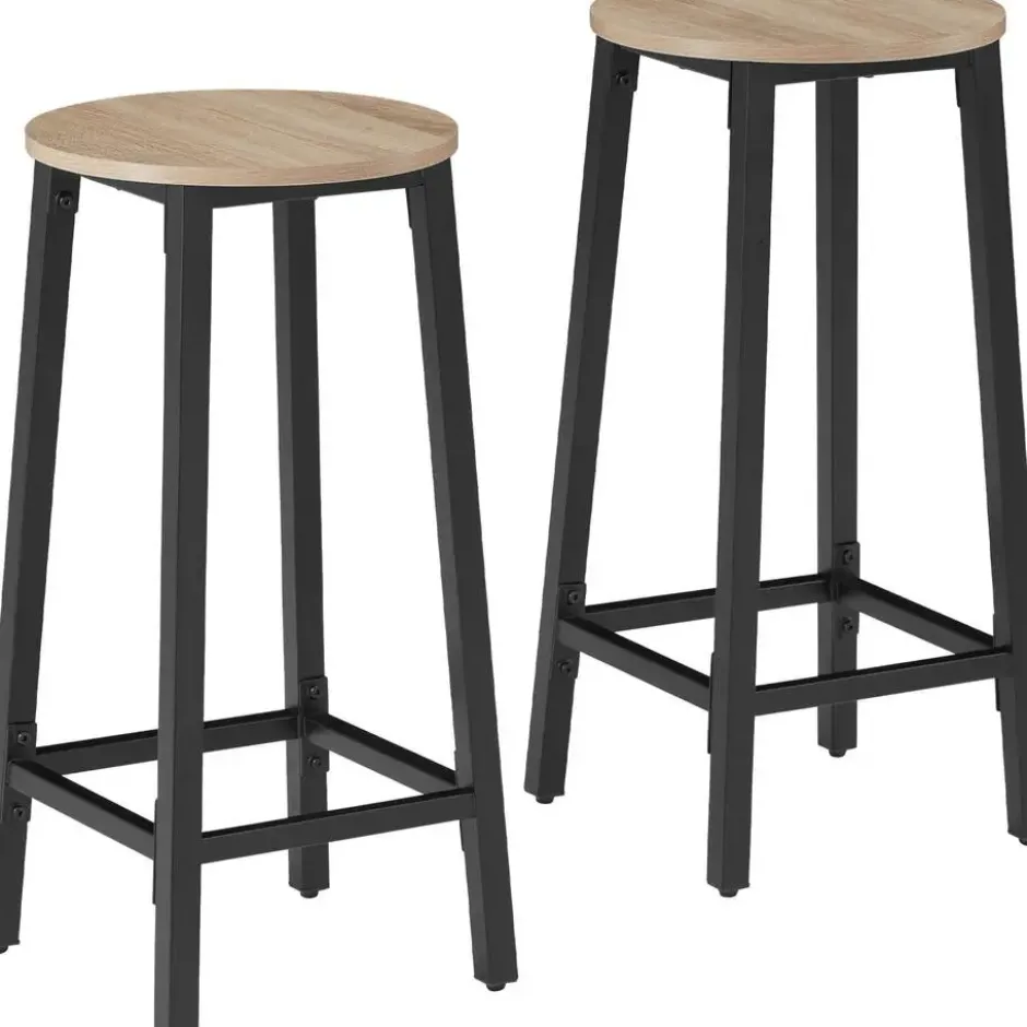 tectake Set van barkrukken Corby, Industrieel Licht Hout, Eiken Sonoma