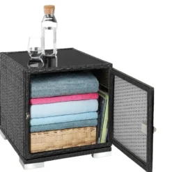 tectake Set Van 2 Ligstoelen Aluminium Rotan - Zwart - Verstelbaar - Outdoor