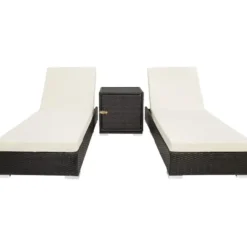 tectake Set Van 2 Ligstoelen Aluminium Rotan - Zwart - Verstelbaar - Outdoor