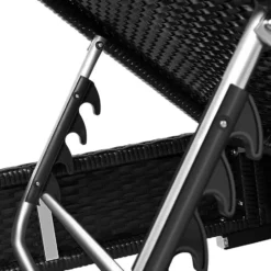 tectake Set Van 2 Ligstoelen Aluminium Rotan - Zwart - Verstelbaar - Outdoor