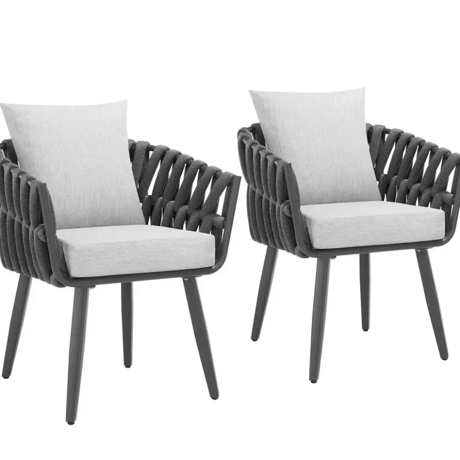 tectake - Set van 2 stoelen Lugano in rope-design met aluminium frame