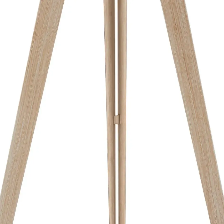 tectake Staande lamp Lunaris, textielkap, driepootsframe, Eiken
