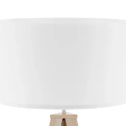 tectake Staande lamp Lunaris, textielkap, driepootsframe, Eiken
