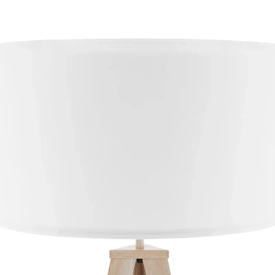 tectake Staande lamp Lunaris, textielkap, driepootsframe, Eiken