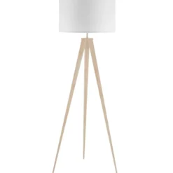 tectake Staande lamp Lunaris, textielkap, driepootsframe, Eiken