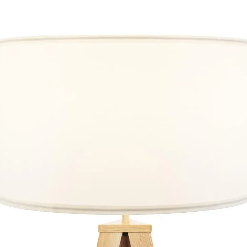 tectake Staande lamp Lunaris, textielkap, driepootsframe, Eiken