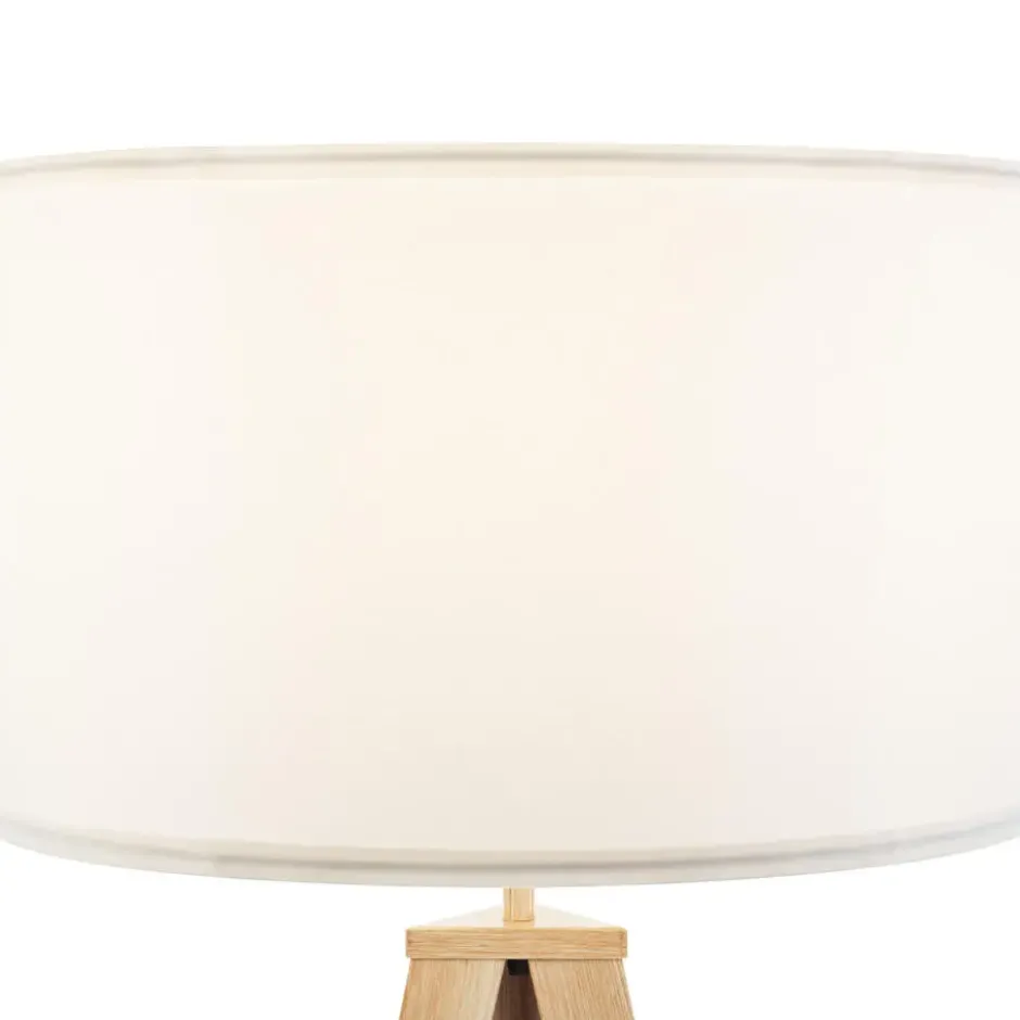 tectake Staande lamp Lunaris, textielkap, driepootsframe, Eiken