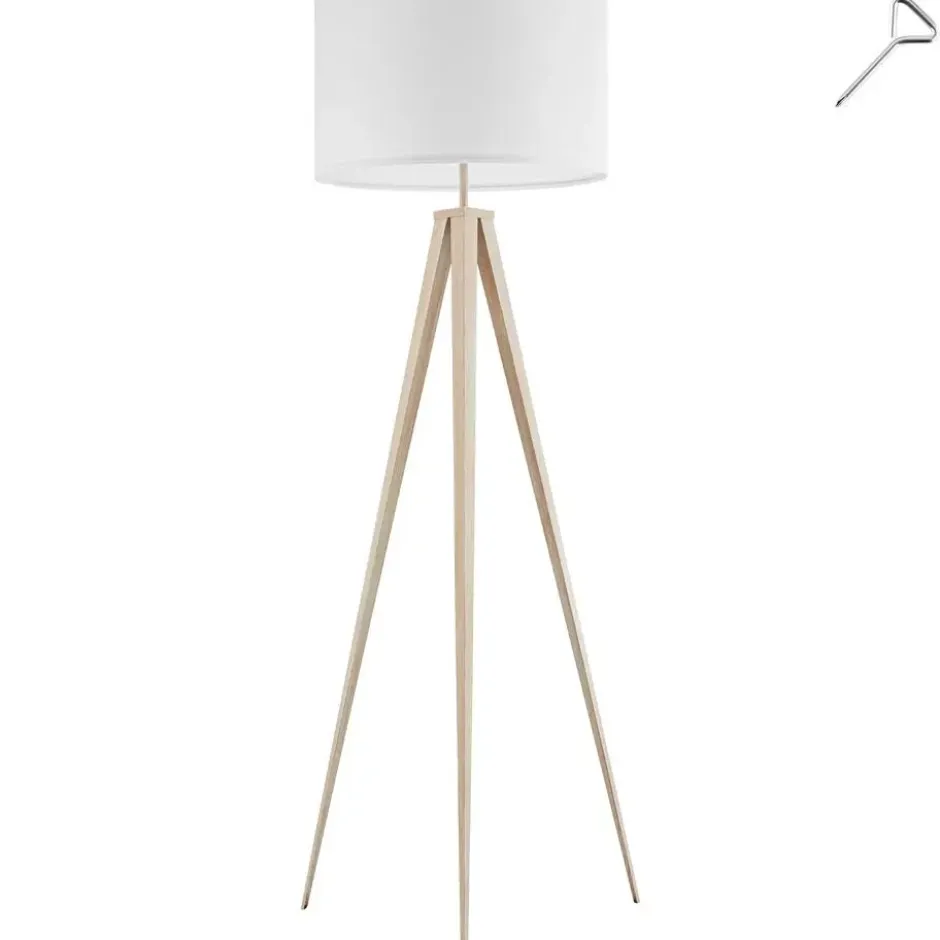 tectake Staande lamp Lunaris, textielkap, driepootsframe, Eiken
