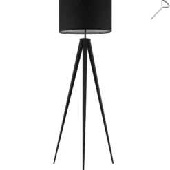 tectake Staande lamp Lunaris, textielkap, driepootsframe, Zwart