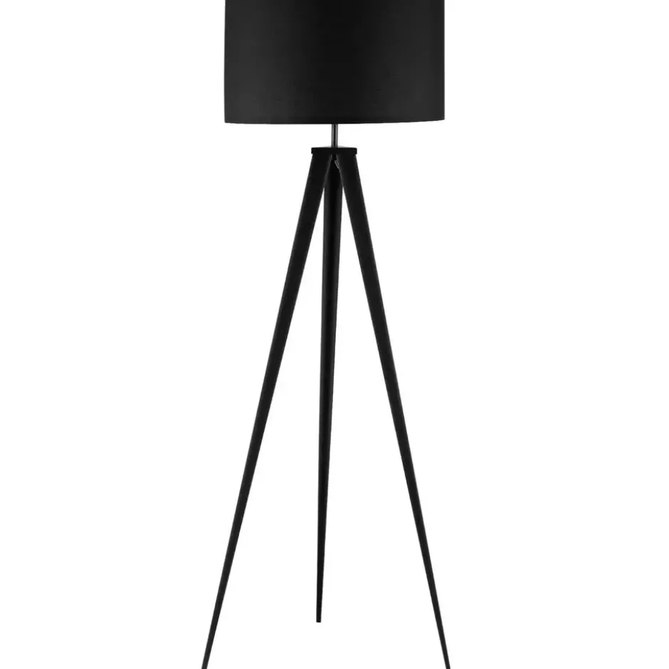 tectake Staande lamp Lunaris, textielkap, driepootsframe, Zwart