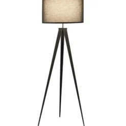 tectake Staande lamp Lunaris, textielkap, driepootsframe, Zwart