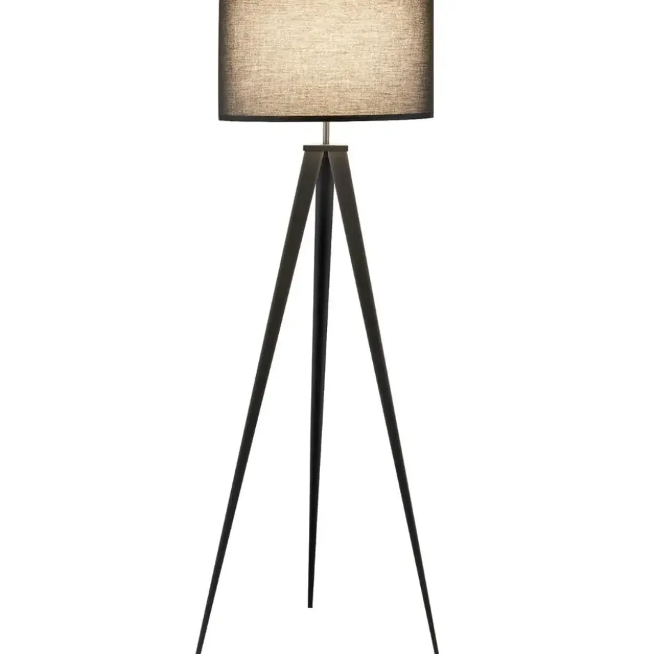 tectake Staande lamp Lunaris, textielkap, driepootsframe, Zwart