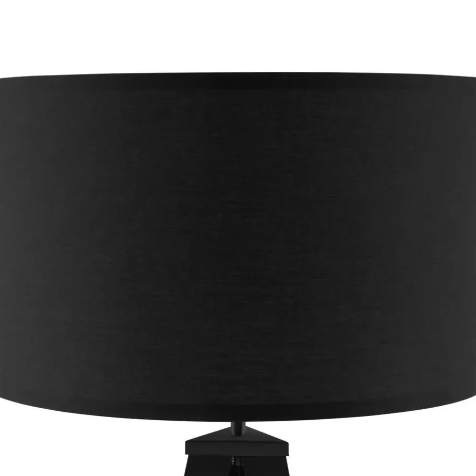 tectake Staande lamp Lunaris, textielkap, driepootsframe, Zwart
