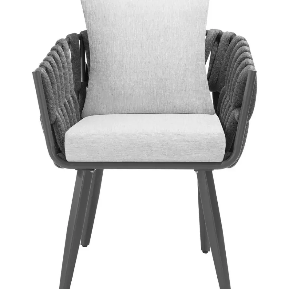 tectake - Stoel Lugano in rope-design met aluminium frame, Antraciet