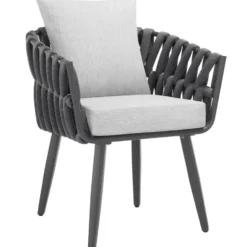 tectake - Stoel Lugano in rope-design met aluminium frame, Antraciet