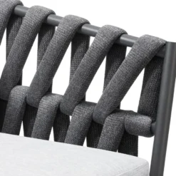 tectake - Stoel Lugano in rope-design met aluminium frame, Antraciet