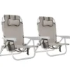 tectake Strandstoel Coral, inklapbaar met rugzakfunctie - Set van 2 - Beige