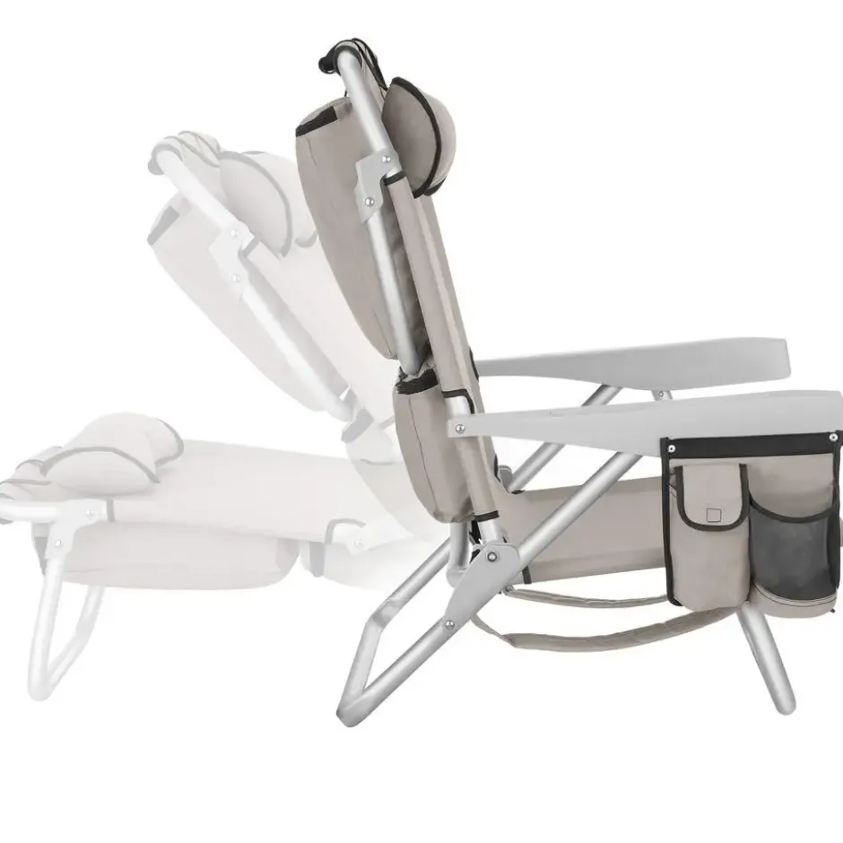 tectake Strandstoel Coral, inklapbaar met rugzakfunctie - Set van 2 - Beige