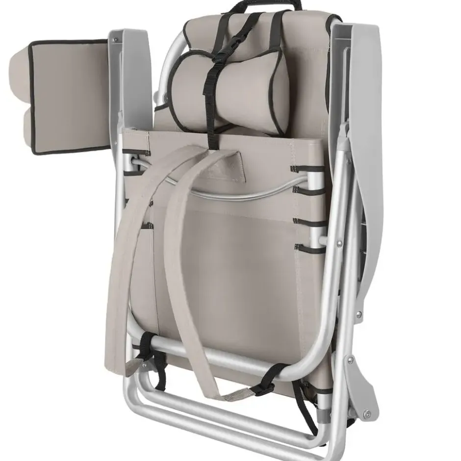 tectake Strandstoel Coral, inklapbaar met rugzakfunctie - Set van 2 - Beige