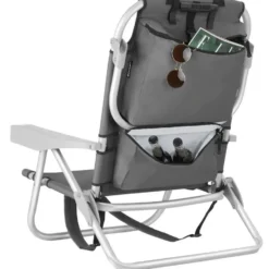 tectake Strandstoel Coral, inklapbaar met rugzakfunctie - Set van 2 - Grijs