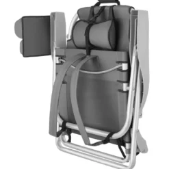 tectake Strandstoel Coral, inklapbaar met rugzakfunctie - Set van 2 - Grijs