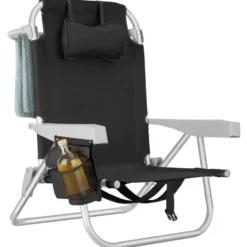 tectake Strandstoel Coral, inklapbaar met rugzakfunctie - Set van 2 - Zwart