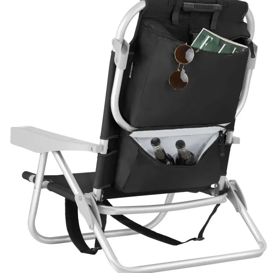 tectake Strandstoel Coral, inklapbaar met rugzakfunctie - Set van 2 - Zwart