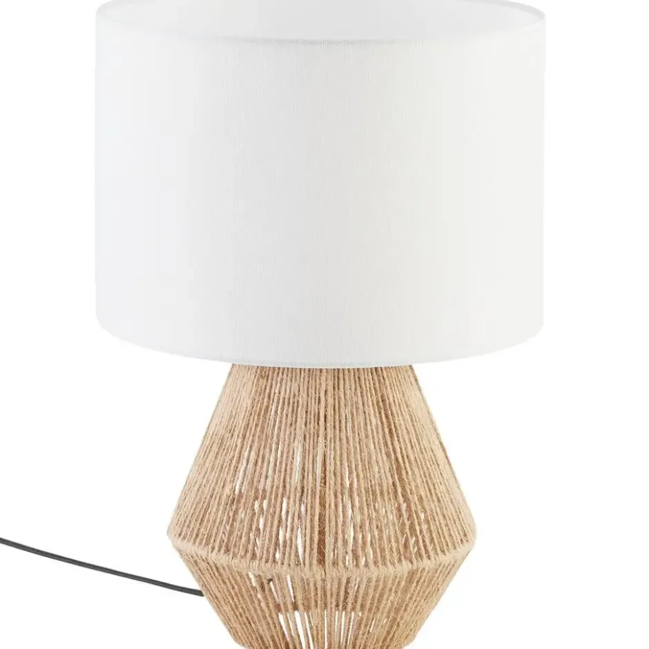 tectake Tafellamp Lignea Lux van jute in boho-stijl, 60W, Natuur