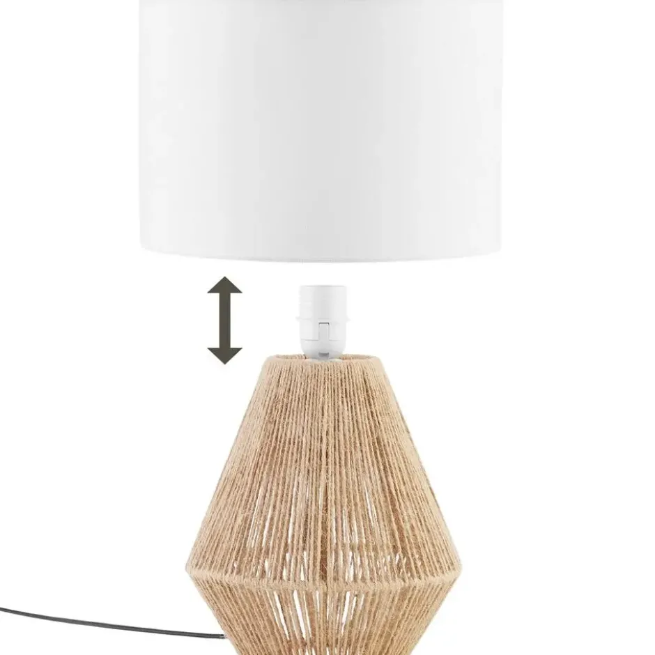 tectake Tafellamp Lignea Lux van jute in boho-stijl, 60W, Natuur