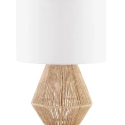 tectake Tafellamp Lignea Lux van jute in boho-stijl, 60W, Natuur