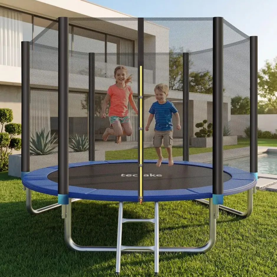 tectake Trampoline Garfunky met veiligheidsnet, Zwart/Blauw