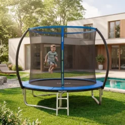 tectake Trampoline Jumpy met veiligheidsnet, Zwart/Blauw