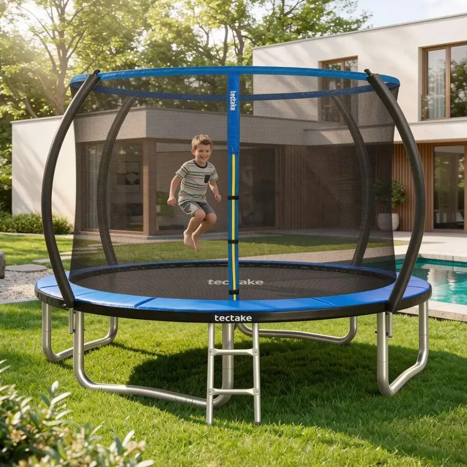 tectake Trampoline Jumpy met veiligheidsnet, Zwart/Blauw