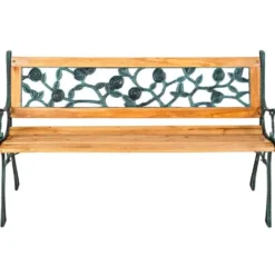 tectake Tuinbank - Bruin - Gelakt Natuurlijk Hout - 124 x 52 x 74 cm