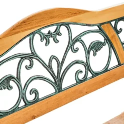 tectake Tuinbank Kathi 2-zitter van hout en gietijzer 124x60x83cm, Bruin