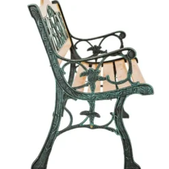 tectake Tuinbank Kathi 2-zitter van hout en gietijzer 124x60x83cm, Bruin