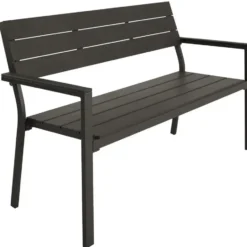 tectake Tuinbank Line 2-zits met aluminium frame 128x59x88 cm, Donkergrijs