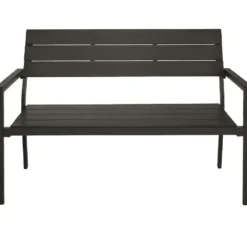 tectake Tuinbank Line 2-zits met aluminium frame 128x59x88 cm, Donkergrijs