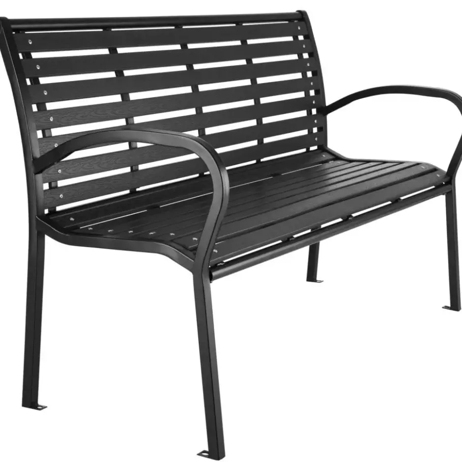 tectake Tuinbank Pino 3-zitter 126x62x81,5cm, Zwart