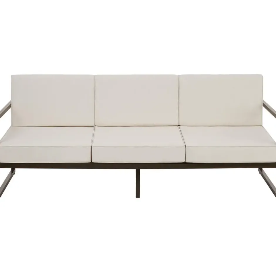 tectake - Tuin-loungebank Comosa, 3-zits, XXL kussens, Bruin / Beige